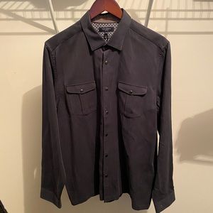 NWT Ted Baker London snap button navy shirt XL